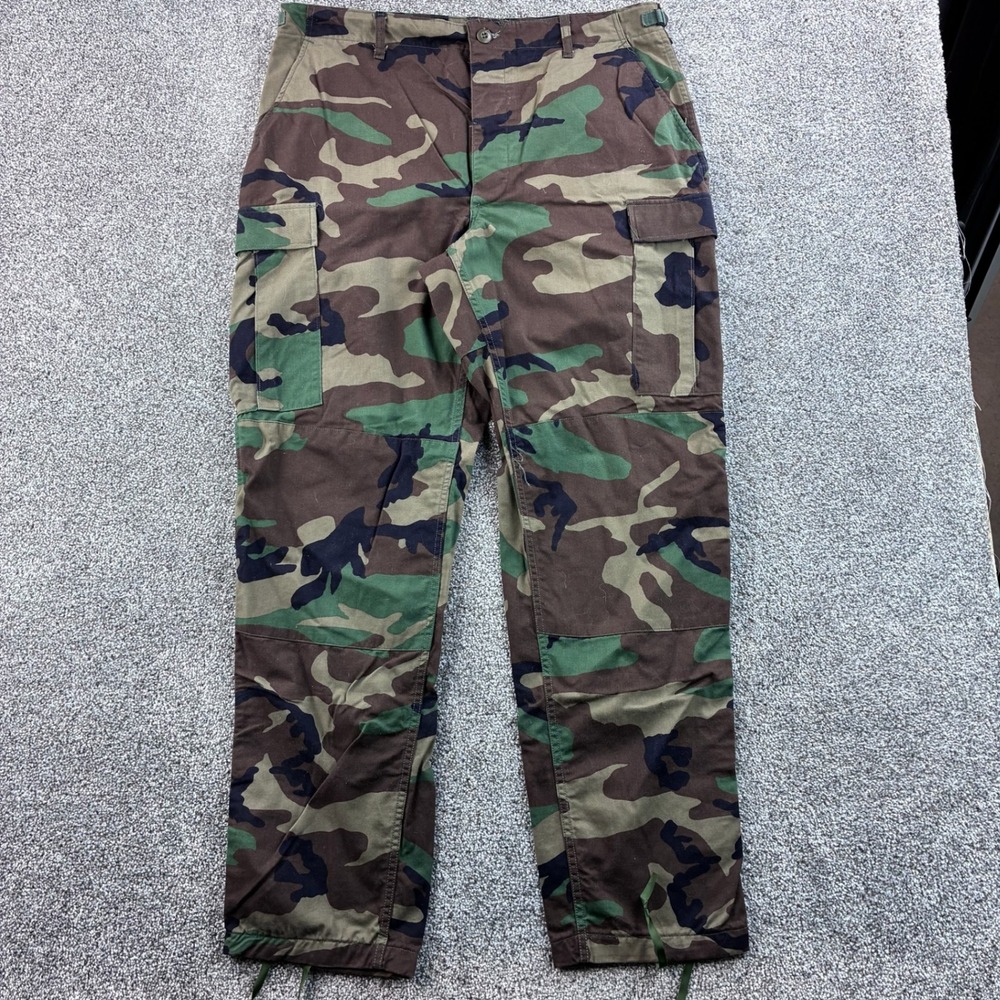 US Military Pants Mens Large Long Woodland Camo BDU Hot Weather Trousers